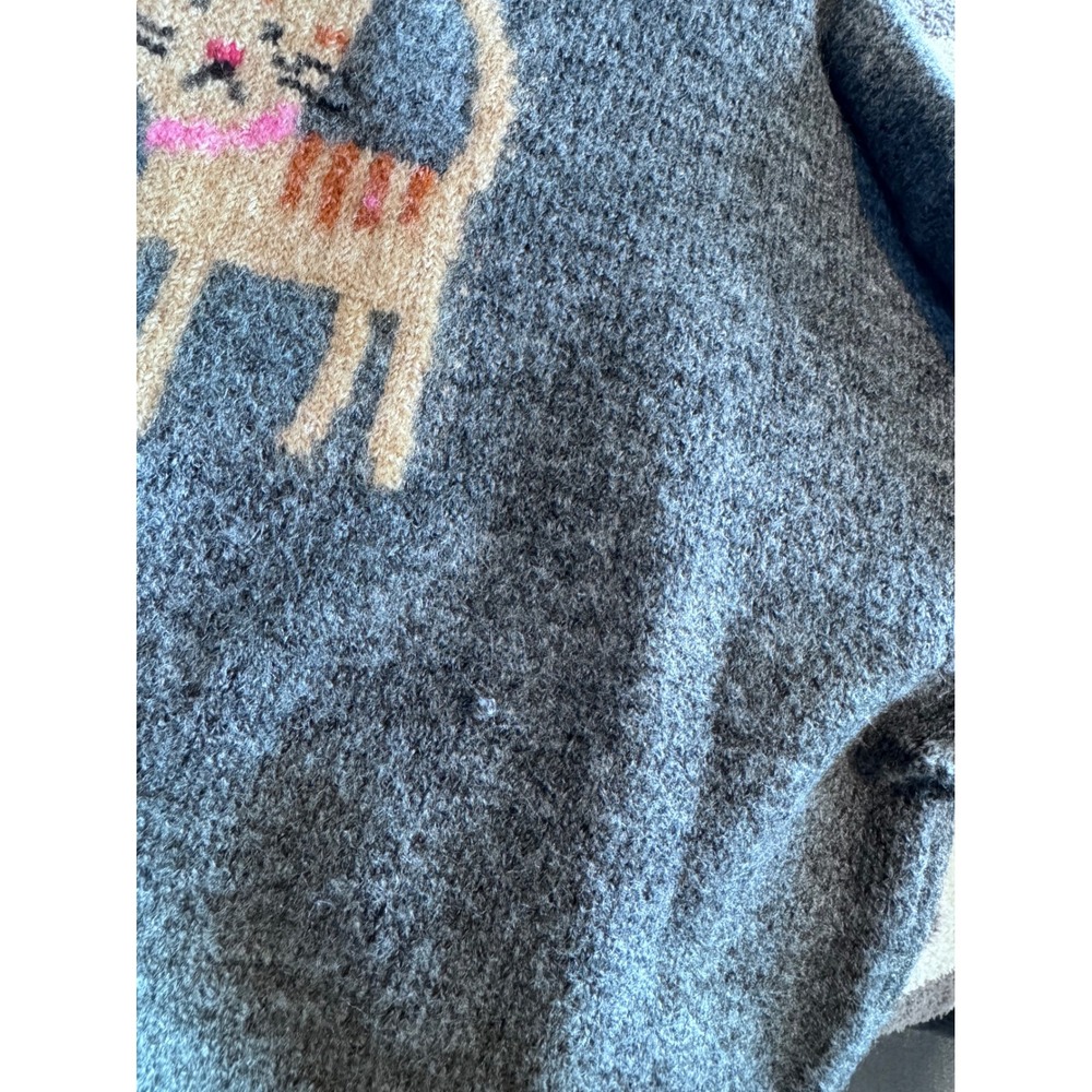 Natural Life Women Grey Cat Intarsia Knit Crewneck Sweater NWT Small ***FLAWS*** - Picture 2 of 4